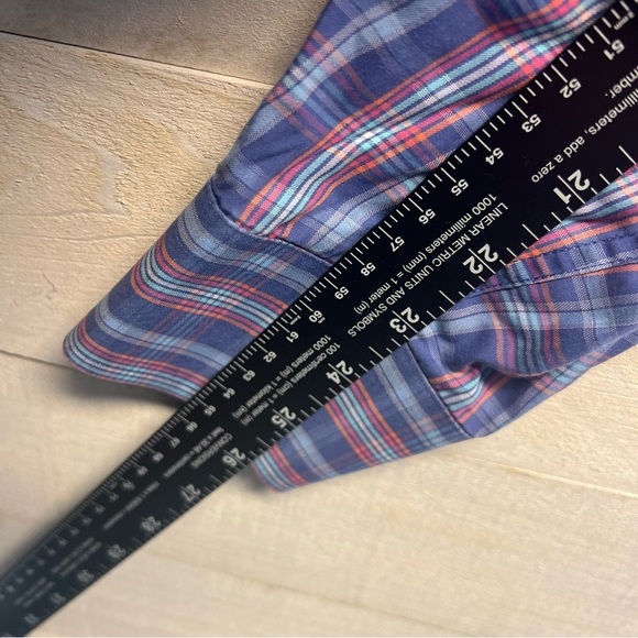 Peter Millar Plaid Button Up Shirt Mens Size Large Blue Pink Pocket - Picture 10 of 11